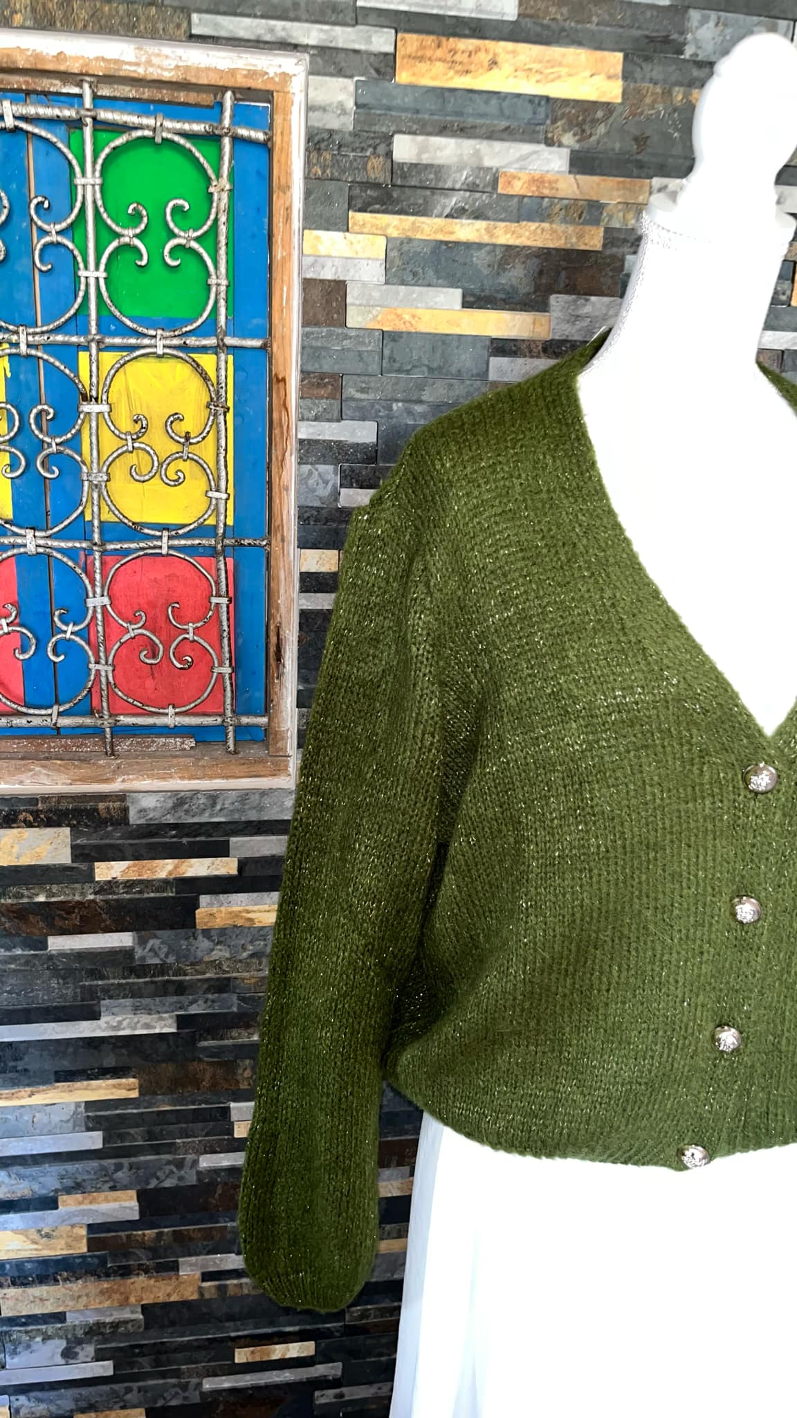 Gilet en maille vert olive