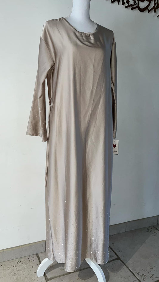 Abaya beige détails strass